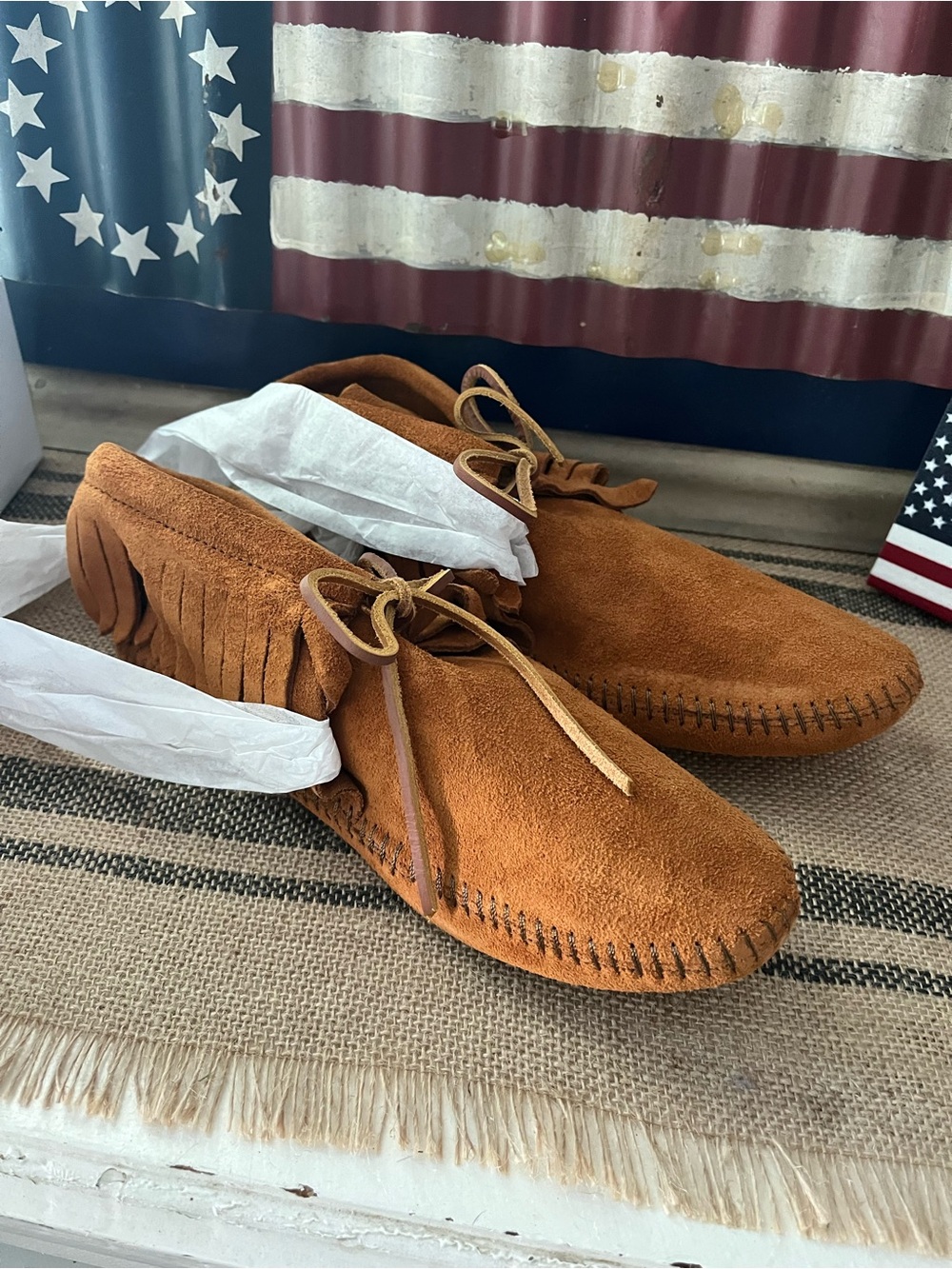 Women’s Minnetonka Suede Fringe Moccasin Loafers - Brown